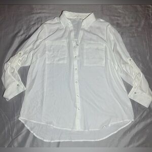 Maurices Women's Button Up Blouse Size 1X White Long Sleeve